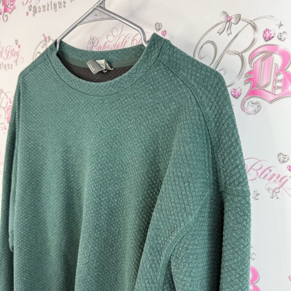Eddie Bauer sweater pullover comfy dark Forest Green Crewneck Sweater - Picture 4 of 10